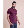 Generic Men's Casual Cotton Solid Half Sleeve Polo Neck T-Shirt (Wine)