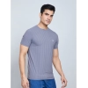 Generic Men's Casual Nylon Solid Half Sleeve Round Neck T-Shirt (Grey)