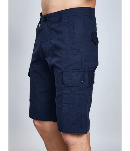 Generic Men's Casual Cotton Solid Knee Length Cargo Shorts (Navy)