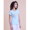 Generic Women's Casual Cotton Printed Half Sleeve Round Neck T-Shirt (Blue)