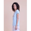 Generic Women's Casual Cotton Printed Half Sleeve Round Neck T-Shirt (Blue)