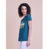 Generic Women's Casual Cotton Printed Half Sleeve Round Neck T-Shirt (BottelGreen)