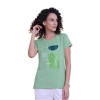 Generic Women's Casual Cotton Printed Half Sleeve Round Neck T-Shirt (Pista)