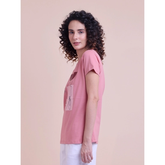 Generic Women's Casual Cotton Printed Half Sleeve Round Neck T-Shirt (Pink) Generic Women's Casual Cotton Printed Half Sleeve Round Neck T-Shirt (Pink)