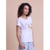 Generic Women's Casual Cotton Printed Half Sleeve Round Neck T-Shirt (White)