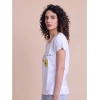Generic Women's Casual Cotton Printed Half Sleeve Round Neck T-Shirt (White)