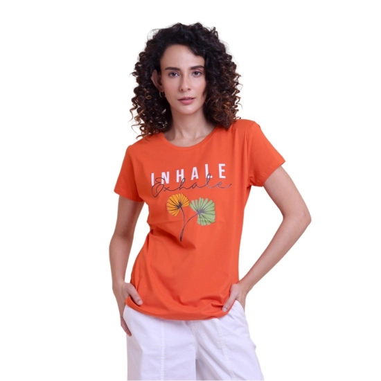 Generic Women's Casual Cotton Printed Half Sleeve Round Neck T-Shirt (Rust) Generic Women's Casual Cotton Printed Half Sleeve Round Neck T-Shirt (Rust)