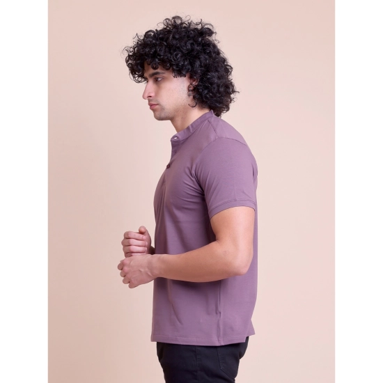 Generic Men's Casual Cotton Solid Half Sleeve Mandarin Collar T-Shirt (Berry) Generic Men's Casual Cotton Solid Half Sleeve Mandarin Collar T-Shirt (Berry)