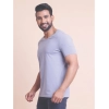 Generic Men's Casual Cotton Solid Half Sleeve V Neck T-Shirt (Purple)