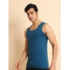 Generic Men's Casual Cotton Solid Round Neck Sleeveless Vest (Blue)