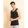 Generic Men's Casual Cotton Solid Round Neck Sleeveless Vest (Black)