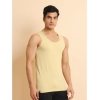 Generic Men's Casual Cotton Solid Round Neck Sleeveless Vest (Beige)