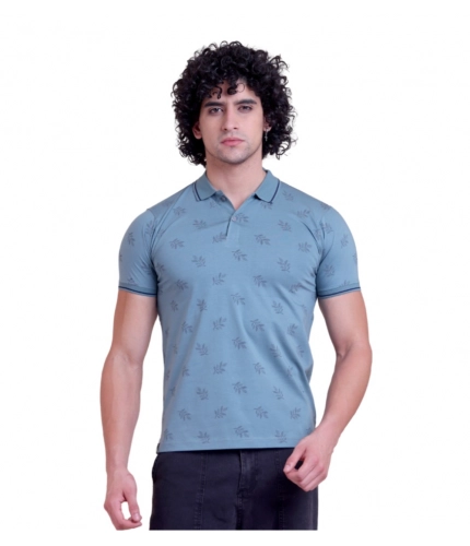 Generic Men's Casual Cotton Printed Half Sleeve Round Neck T-Shirt (Green)