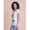 Generic Women's Casual Cotton Printed Half Sleeve Round Neck T-Shirt (Mint)