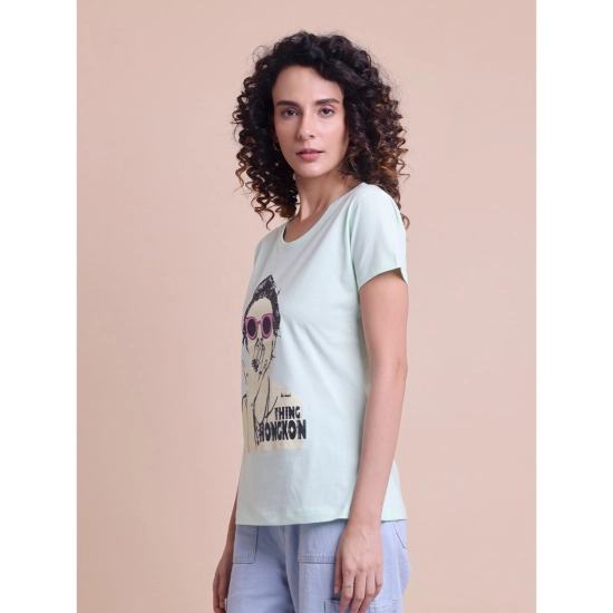 Generic Women's Casual Cotton Printed Half Sleeve Round Neck T-Shirt (Mint) Generic Women's Casual Cotton Printed Half Sleeve Round Neck T-Shirt (Mint)