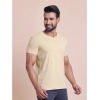 Generic Men's Casual Cotton Solid Half Sleeve V Neck T-Shirt (Beige)