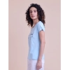 Generic Women's Casual Cotton Printed Half Sleeve Round Neck T-Shirt (Blue)
