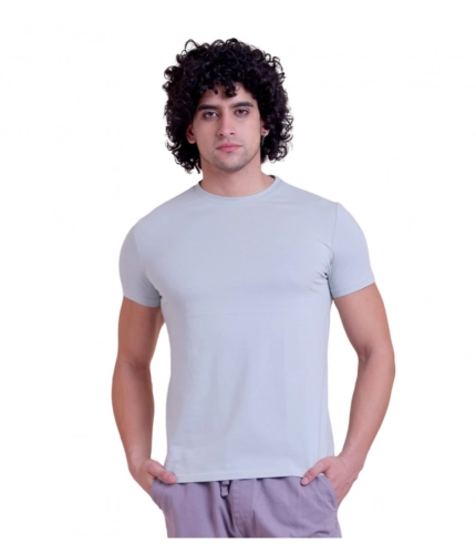 Generic Men's Casual Cotton Solid Half Sleeve Round Neck T-Shirt (Grey)