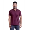 Generic Men's Casual Cotton Solid Half Sleeve Polo Neck T-Shirt (Wine)