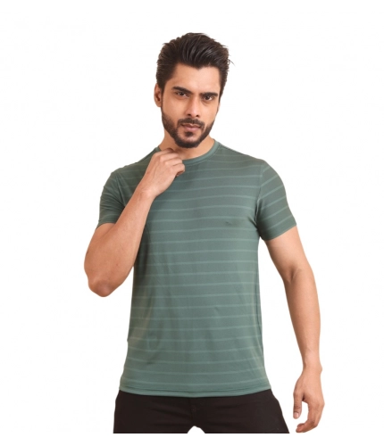 Generic Men's Casual Nylon Solid Half Sleeve Round Neck T-Shirt (Green)