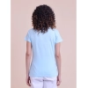Generic Women's Casual Cotton Printed Half Sleeve Round Neck T-Shirt (Blue)
