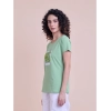 Generic Women's Casual Cotton Printed Half Sleeve Round Neck T-Shirt (Pista)