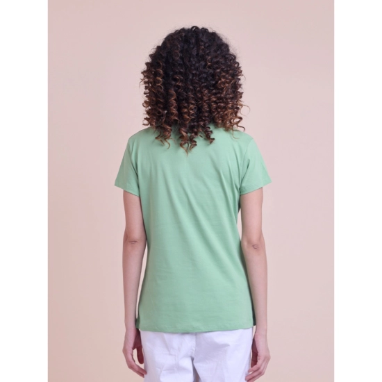 Generic Women's Casual Cotton Printed Half Sleeve Round Neck T-Shirt (Pista)