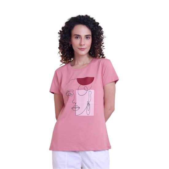 Generic Women's Casual Cotton Printed Half Sleeve Round Neck T-Shirt (Pink) Generic Women's Casual Cotton Printed Half Sleeve Round Neck T-Shirt (Pink)