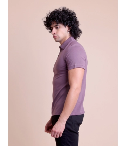 Generic Men's Casual Cotton Solid Half Sleeve Polo Neck T-Shirt (Berry)