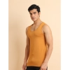 Generic Men's Casual Cotton Solid Round Neck Sleeveless Vest (Brown)