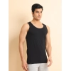 Generic Men's Casual Cotton Solid Round Neck Sleeveless Vest (Black)