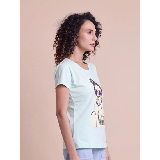 Generic Women's Casual Cotton Printed Half Sleeve Round Neck T-Shirt (Mint) Generic Women's Casual Cotton Printed Half Sleeve Round Neck T-Shirt (Mint)