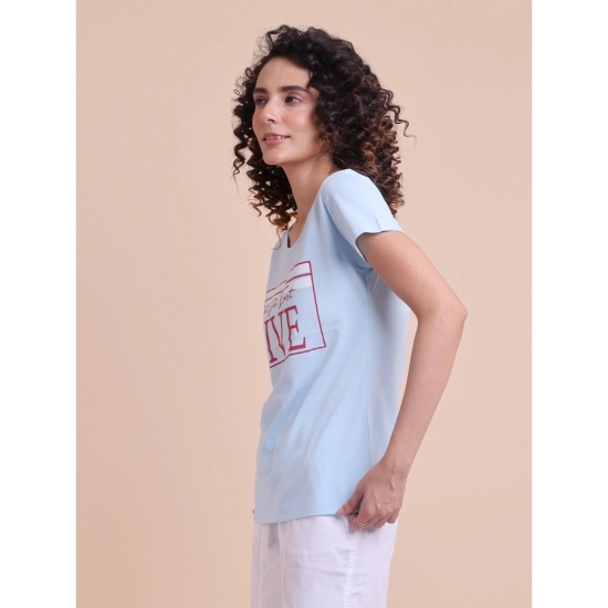Generic Women's Casual Cotton Printed Half Sleeve Round Neck T-Shirt (Skyblue) Generic Women's Casual Cotton Printed Half Sleeve Round Neck T-Shirt (Skyblue)