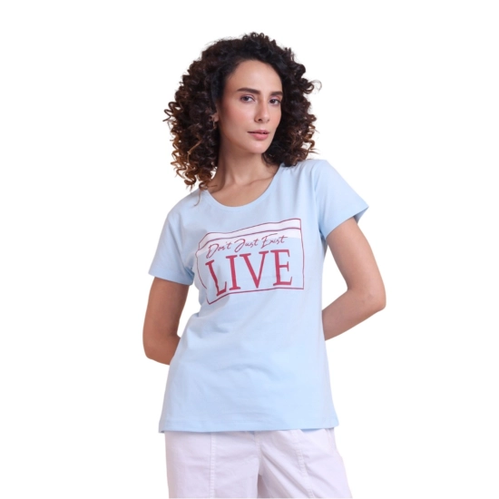 Generic Women's Casual Cotton Printed Half Sleeve Round Neck T-Shirt (Skyblue) Generic Women's Casual Cotton Printed Half Sleeve Round Neck T-Shirt (Skyblue)
