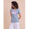 Generic Women's Casual Cotton Printed Half Sleeve Round Neck T-Shirt (Teegrey)