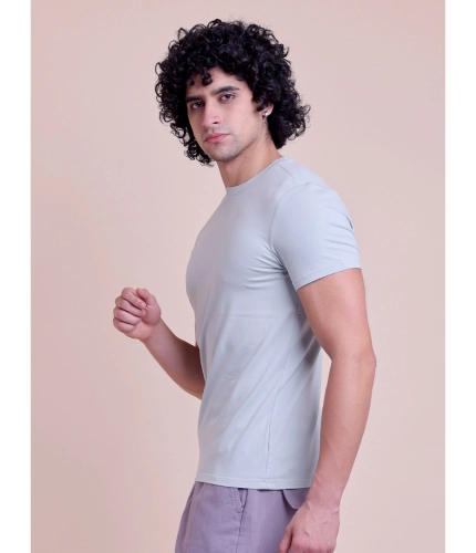 Generic Men's Casual Cotton Solid Half Sleeve Round Neck T-Shirt (Grey)