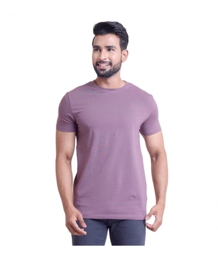 Generic Men's Casual Cotton Solid Half Sleeve Round Neck T-Shirt (Berry)