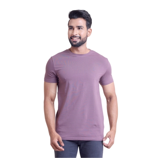 Generic Men's Casual Cotton Solid Half Sleeve Round Neck T-Shirt (Berry)