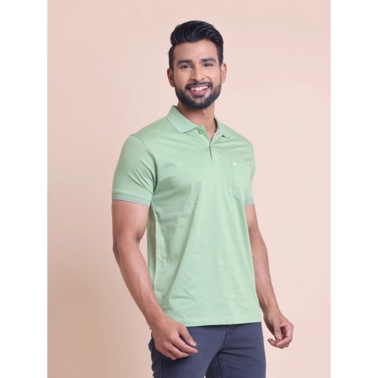 Generic Men's Casual Cotton Solid Half Sleeve Polo Neck T-Shirt (Pista)