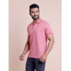 Generic Men's Casual Cotton Solid Half Sleeve Polo Neck T-Shirt (Pink)