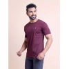 Generic Men's Casual Cotton Solid Half Sleeve Round Neck T-Shirt (Wine)