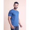 Generic Men's Casual Cotton Solid Half Sleeve Round Neck T-Shirt (Blue)