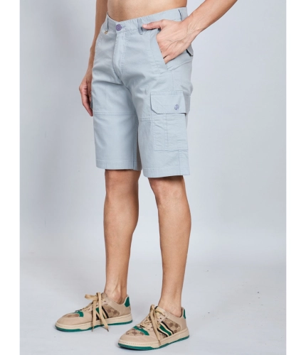 Generic Men's Casual Cotton Solid Knee Length Cargo Shorts (Grey)