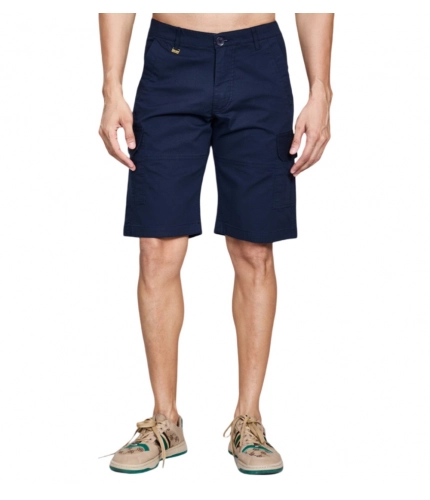 Generic Men's Casual Cotton Solid Knee Length Cargo Shorts (Navy)