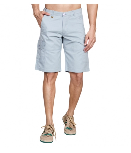 Generic Men's Casual Cotton Solid Knee Length Cargo Shorts (Grey)