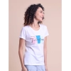 Generic Women's Casual Cotton Printed Half Sleeve Round Neck T-Shirt (White)