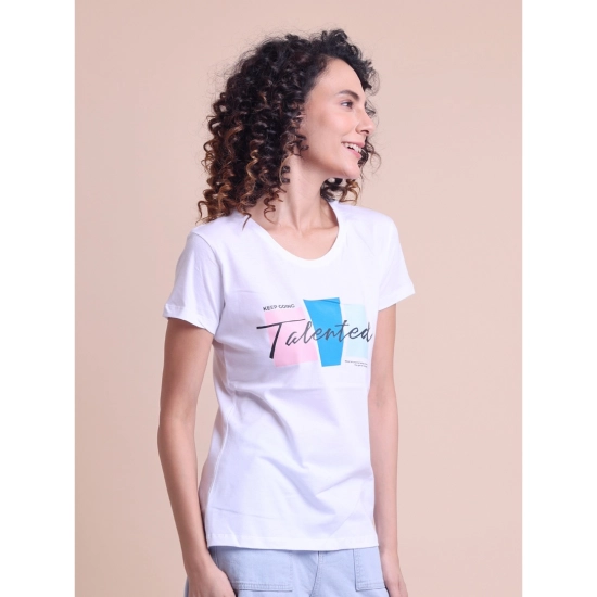 Generic Women's Casual Cotton Printed Half Sleeve Round Neck T-Shirt (White) Generic Women's Casual Cotton Printed Half Sleeve Round Neck T-Shirt (White)