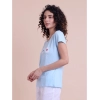 Generic Women's Casual Cotton Printed Half Sleeve Round Neck T-Shirt (Blue)