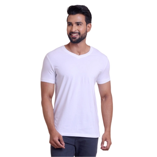 Generic Men's Casual Cotton Solid Half Sleeve V Neck T-Shirt (White) Generic Men's Casual Cotton Solid Half Sleeve V Neck T-Shirt (White)