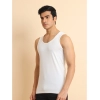Generic Men's Casual Cotton Solid Round Neck Sleeveless Vest (Offwhite)